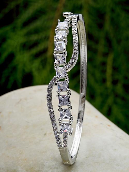 silver tone diamond studded bracelet - 18635676 - Very Small Image - 1