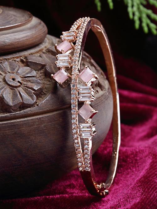 rose gold plated pink ad studded bangle - 18635677 - Very Small Image - 1