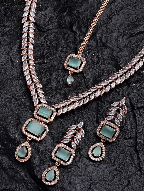karatcart rose gold plated long ad necklace set - 18635809 - Very Small Image - 1