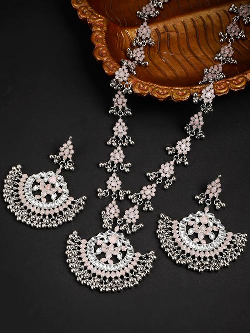 pink metal necklaces and earring - 18635994 - Very Small Image - 1