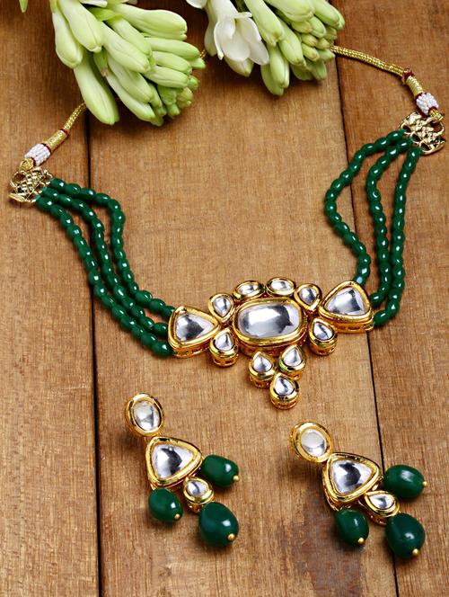 gold plated necklaces and earring set - 18636020 - Very Small Image - 1