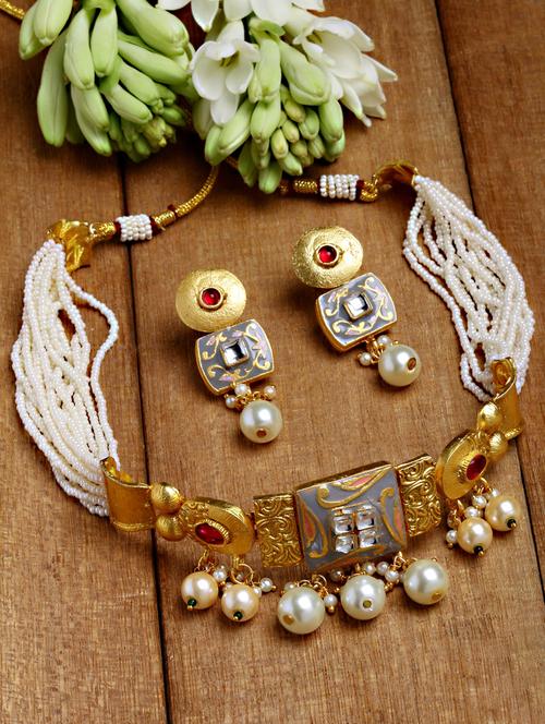 gold plated necklaces and earring set - 18636039 - Very Small Image - 1