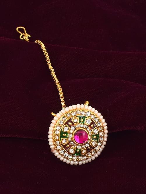 multi colored brass maang teekas & passa - 18637515 - Very Small Image - 1