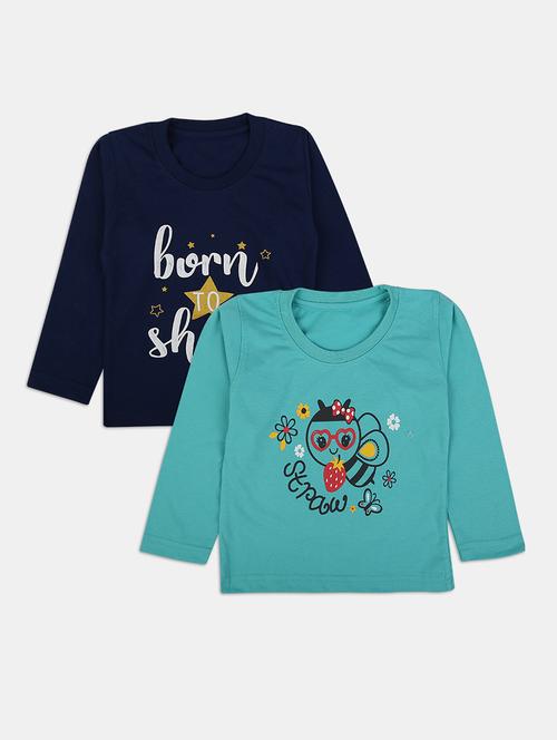 girls round neck pack of 2 printed tees - 18639284 - Very Small Image - 1