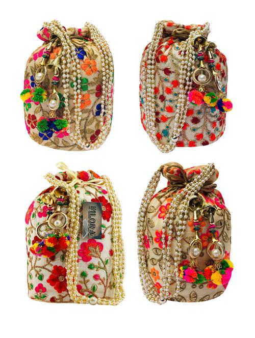 pack of 4 embroidered ethnic potlis - 18640454 - Very Small Image - 1
