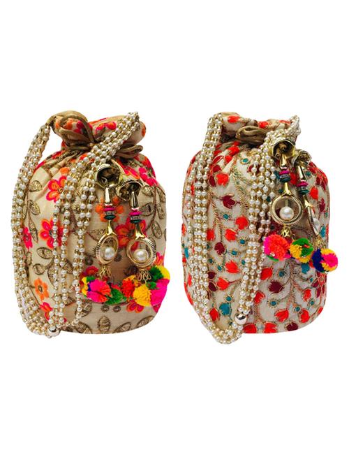 pack of 2 embroidered ethnic potlis - 18640478 - Very Small Image - 1
