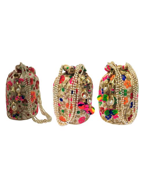 pack of 3 embroidered ethnic potlis - 18640491 - Very Small Image - 1