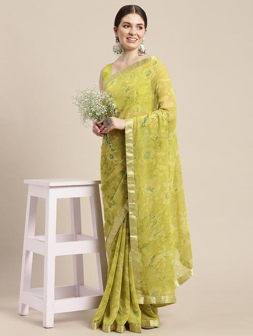 floral printed saree with blouse piece - 18642593 - Very Small Image - 1