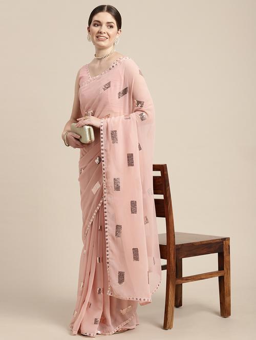 women's embroidered saree with blouse - 18642602 - Very Small Image - 1
