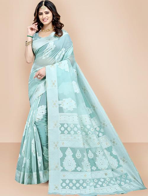 ethnic motifs woven saree with blouse - 18642616 - Very Small Image - 1