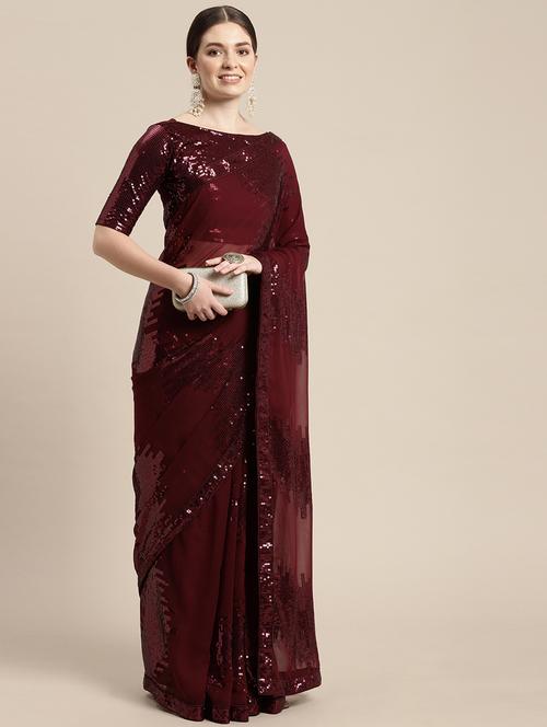 women's embroidered saree with blouse - 18642629 - Very Small Image - 1