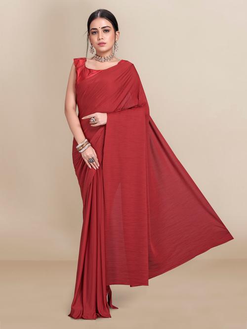 women's self design maroon colored saree with blouse - 18642636 - Very Small Image - 1