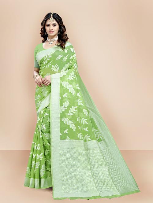 ethnic motifs woven saree with blouse - 18642655 - Very Small Image - 1