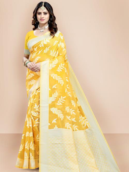 ethnic motifs woven saree with blouse - 18642658 - Very Small Image - 1