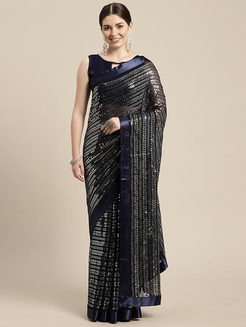 women's embroidered saree with blouse - 18642674 - Very Small Image - 1