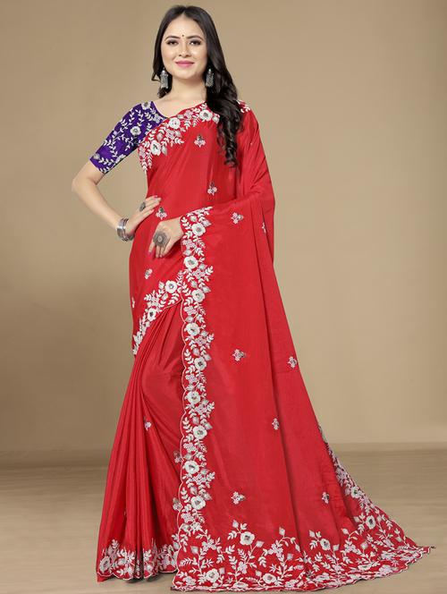 women's embroidered saree with blouse - 18642728 - Very Small Image - 1