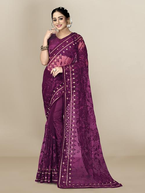 embroidered saree with blouse piece - 18642742 - Very Small Image - 1