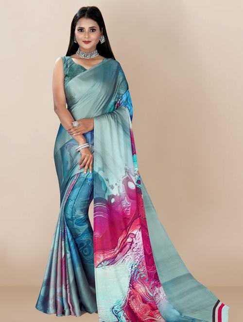 multi color printed saree with blouse - 18642780 - Very Small Image - 1