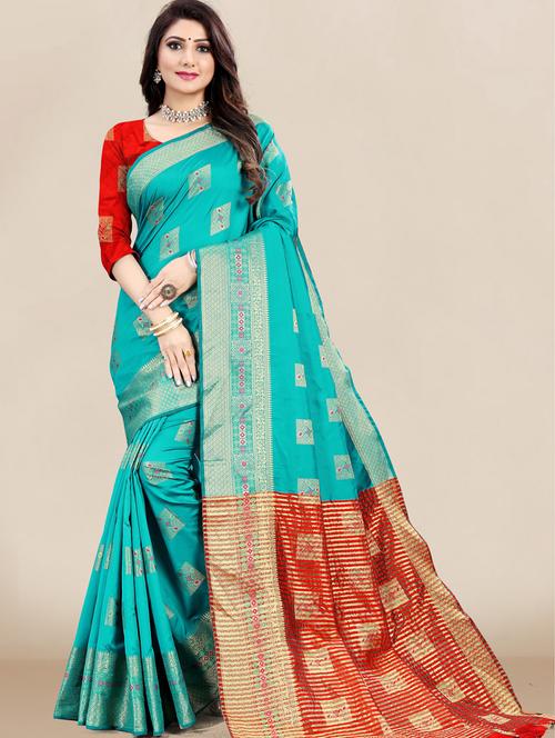 self design woven saree with blouse - 18642839 - Very Small Image - 1