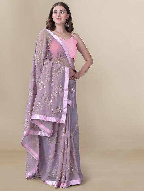 women's embroidered saree with blouse - 18642841 - Very Small Image - 1