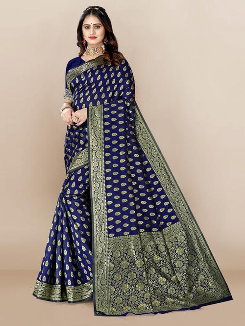 self design woven saree with blouse - 18642869 - Very Small Image - 1