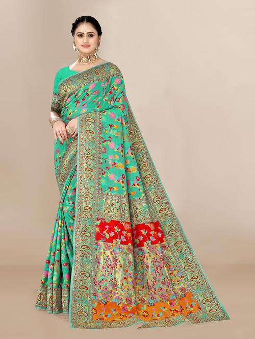 green self design bhagalpuri saree with blouse - 18642932 - Very Small Image - 1