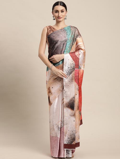 multi color abstract print saree with blouse - 18642940 - Very Small Image - 1