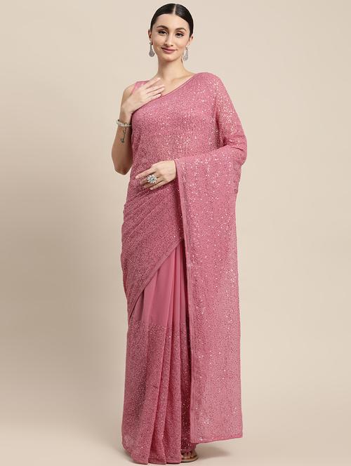 women sequined work saree with blouse - 18642962 - Very Small Image - 1