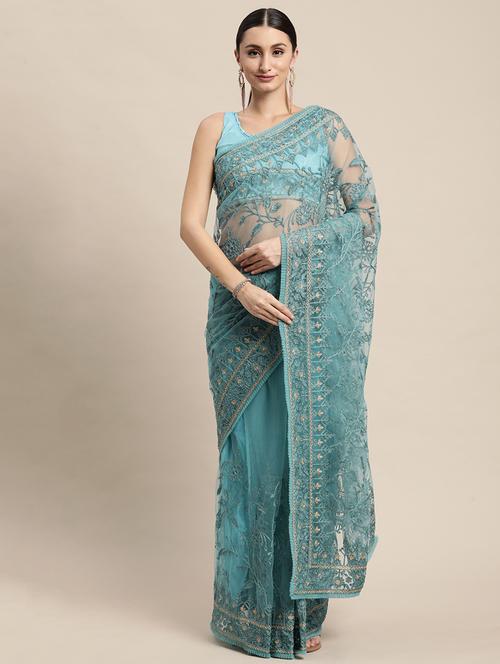 tonal embroidered saree with blouse - 18642994 - Very Small Image - 1