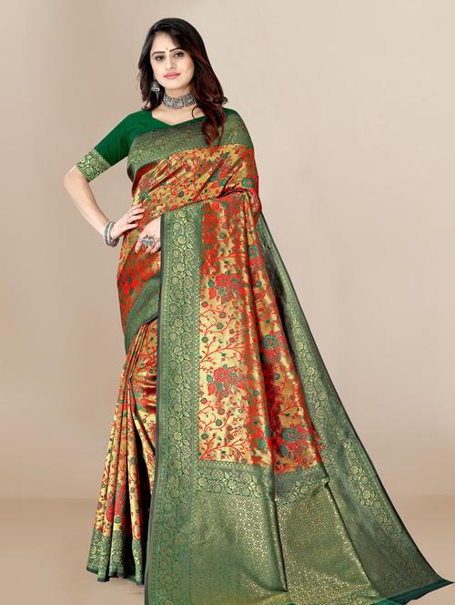 self design bhagalpuri saree with blouse - 18643051 - Very Small Image - 1