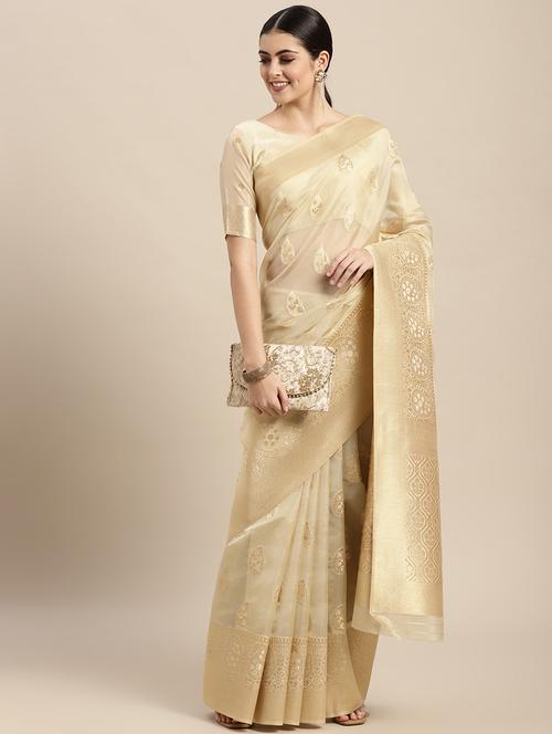 zari bordered woven saree with blouse - 18643053 - Very Small Image - 1