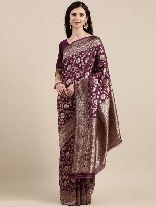 self design woven saree with blouse - 18643087 - Very Small Image - 1