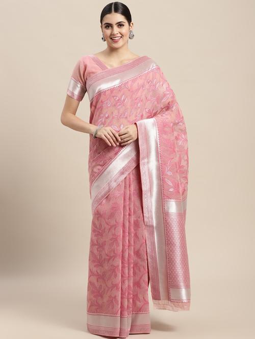 zari bordered woven saree with blouse - 18643100 - Very Small Image - 1