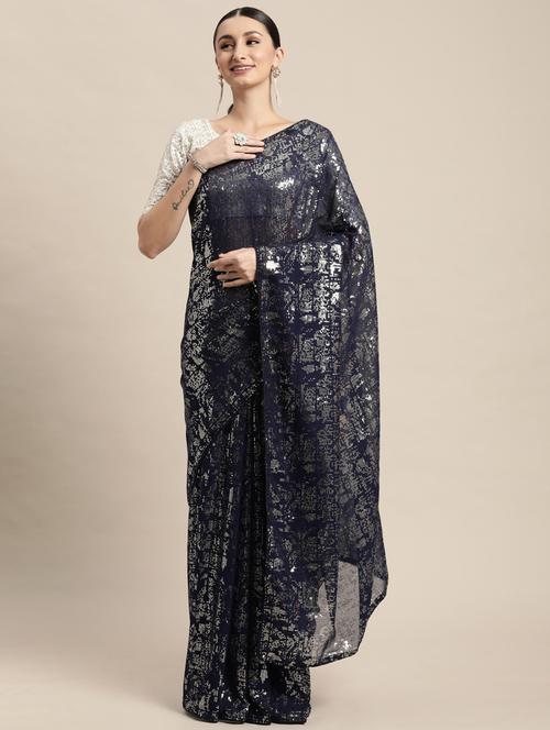 embroidered charming fancy saree with blouse - 18643113 - Very Small Image - 1