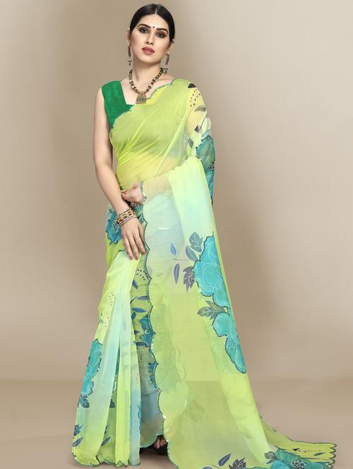 women's floral multi colored saree with blouse - 18643131 - Very Small Image - 1