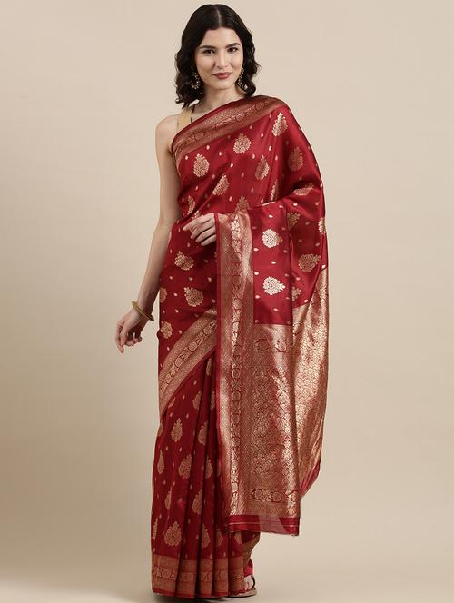 self design woven saree with blouse - 18643183 - Very Small Image - 1