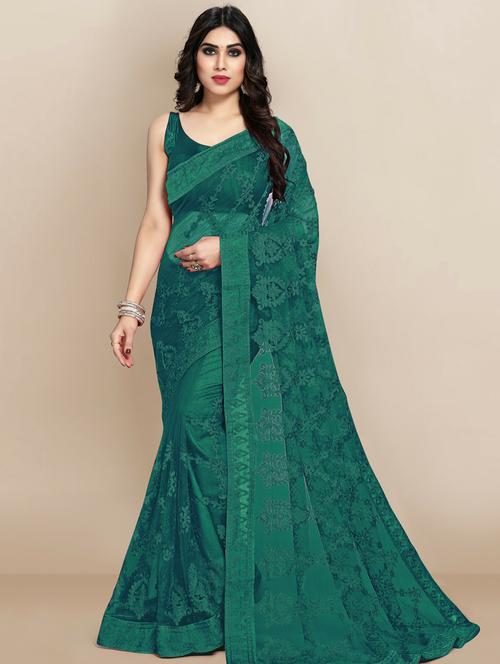 embroidered with bordered fancy saree with blouse - 18643185 - Very Small Image - 1