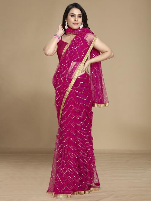 chevron designed fancy saree with blouse - 18643209 - Very Small Image - 1