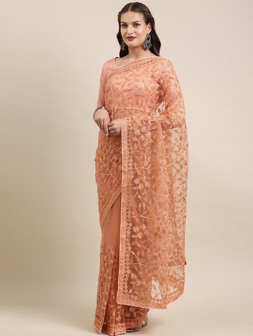 embroidered net saree with blouse - 18643276 - Very Small Image - 1