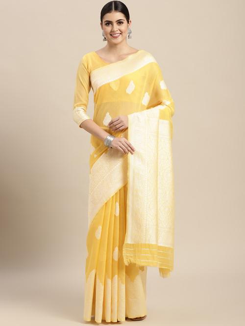 self design woven saree with blouse piece - 18643304 - Very Small Image - 1