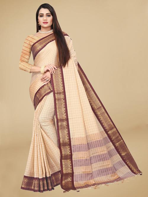 self design woven saree with blouse piece - 18643308 - Very Small Image - 1