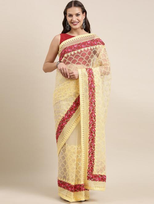 embroidered saree with blouse piece - 18643324 - Very Small Image - 1