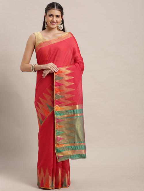 women's self design red colored saree - 18643357 - Very Small Image - 1