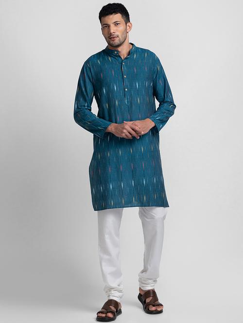 mandarin neck ikat long kurta - 18643376 - Very Small Image - 1