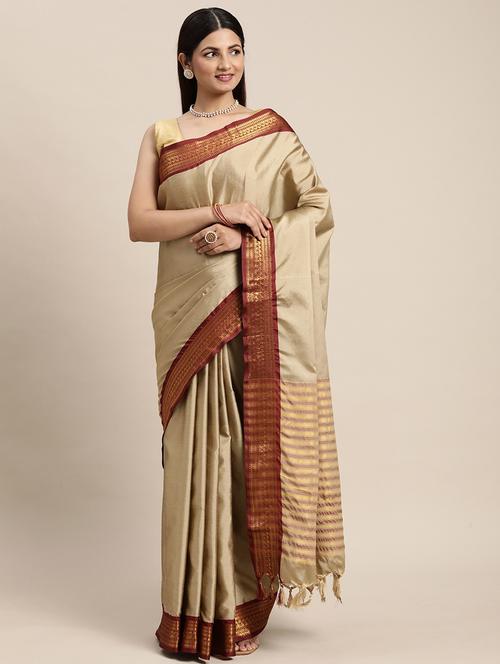 jacquard work kanjivaram saree with blouse - 18643968 - Very Small Image - 1