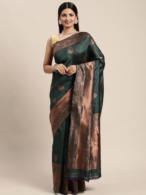 jacquard work kanjivaram saree with blouse - 18643969 - Very Small Image - 1