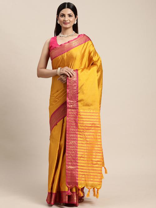 jacquard work kanjivaram saree with blouse - 18643977 - Very Small Image - 1
