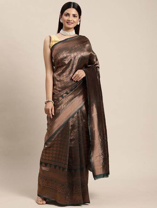 jacquard work kanjivaram saree with blouse - 18643984 - Very Small Image - 1