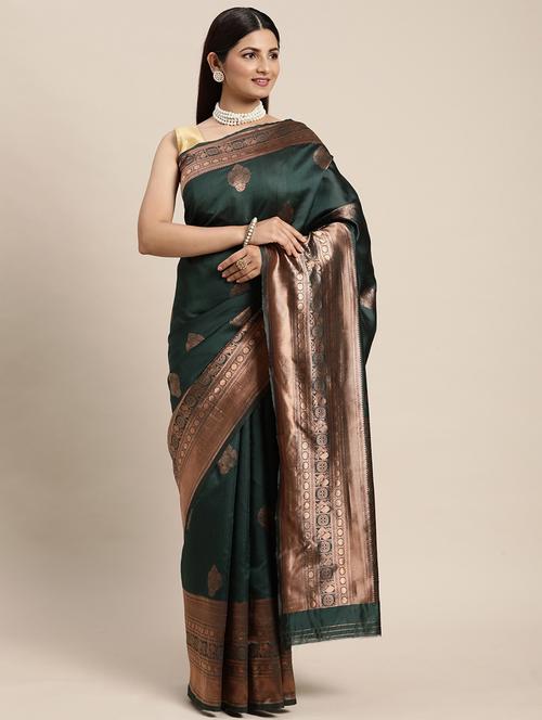 jacquard work kanjivaram saree with blouse - 18643986 - Very Small Image - 1