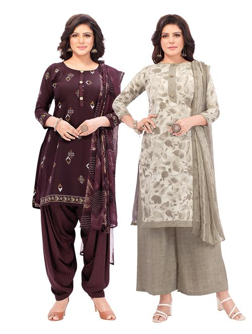pack of 2 printed unstitched suit combo - 18644123 - Very Small Image - 1